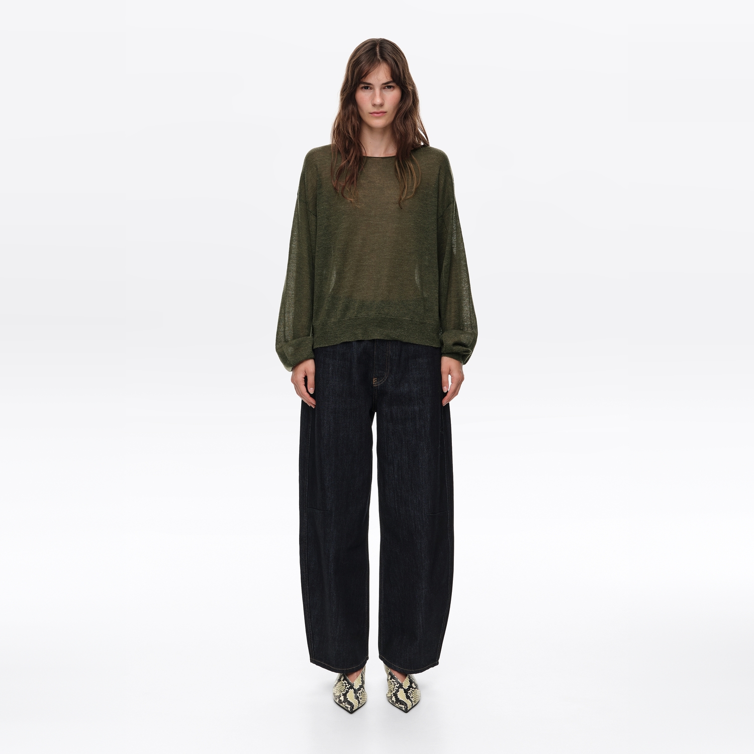 Sweter wełna khaki