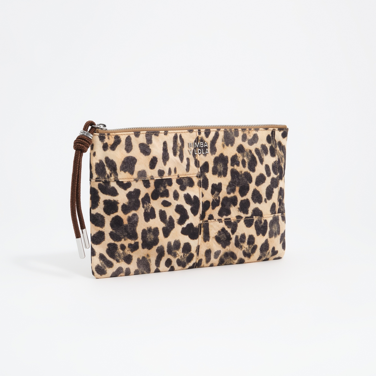 Saszetka trapez średnia nylon Leopard naturalna