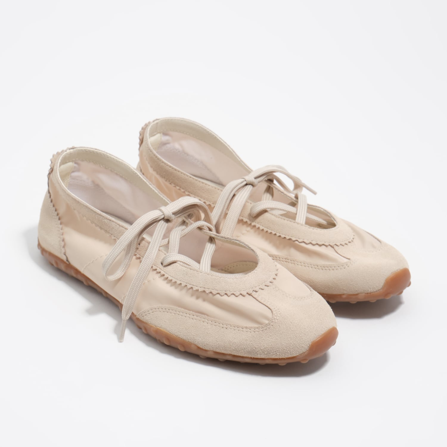 Baleriny sportowe 13 10 dwoina i nylon kolor jasny kremowy