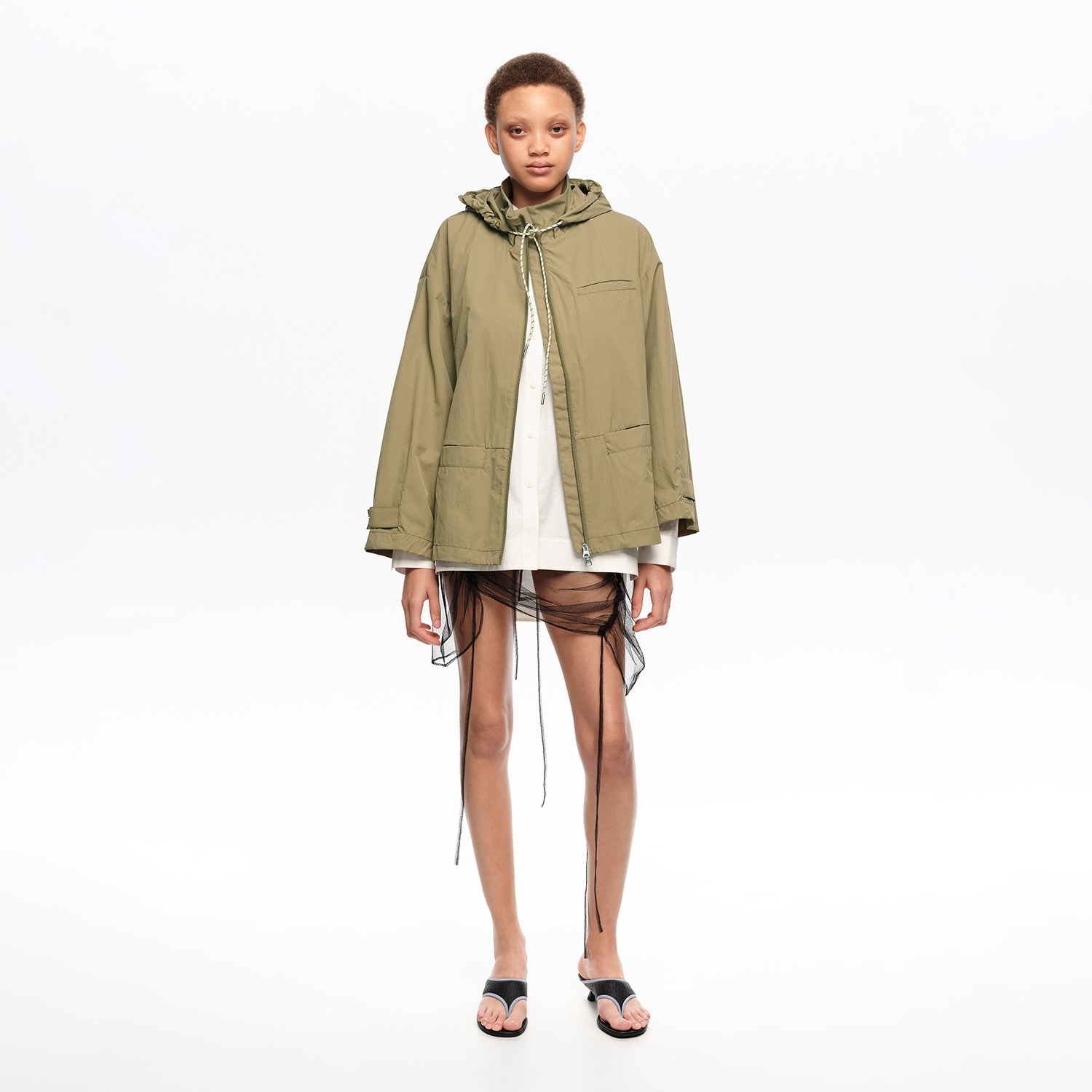 Bimba Y Lola Khaki Short, Fluid A-Line Trench