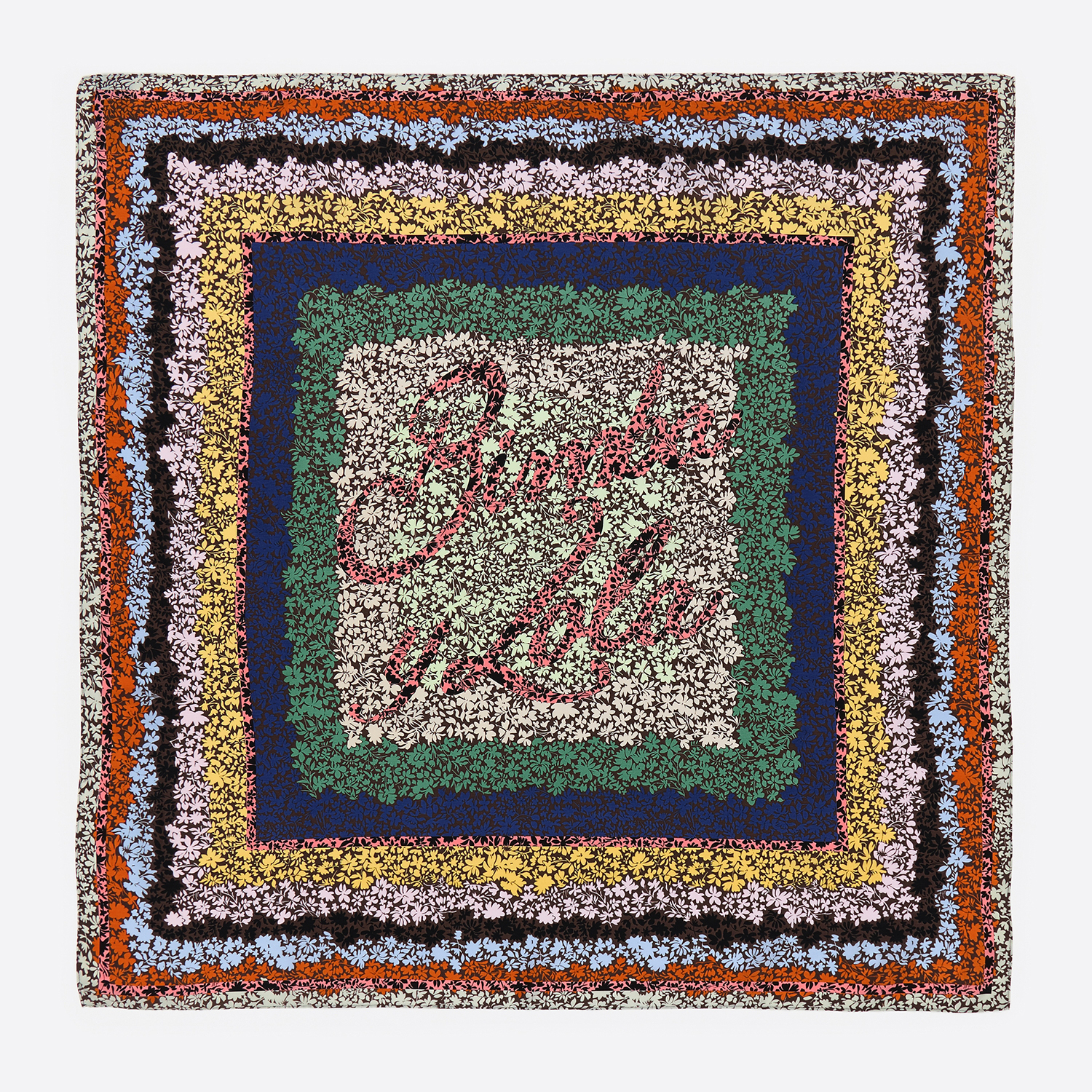Bimba Y Lola Brown Flowers And Logo Scarf