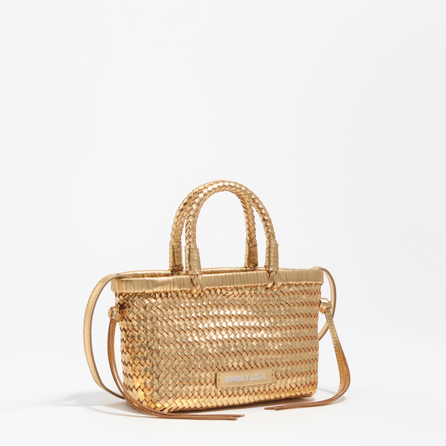 Bimba Y Lola Gold Plaited Leather Mini Bag