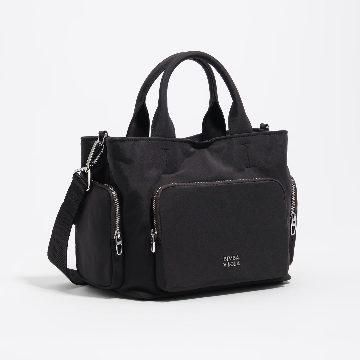 Bimba Y Lola Graphite Medium Nylon Pocket Bag