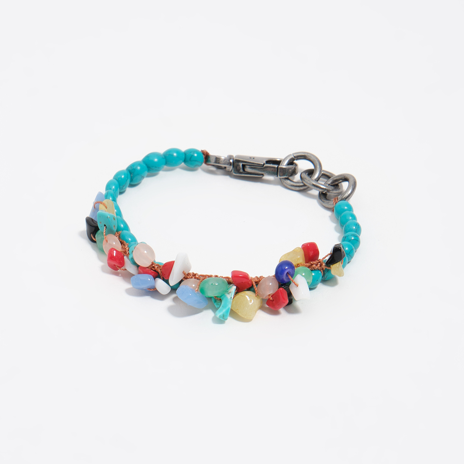 Bimba Y Lola Turquoise Stone And Pearl Necklace
