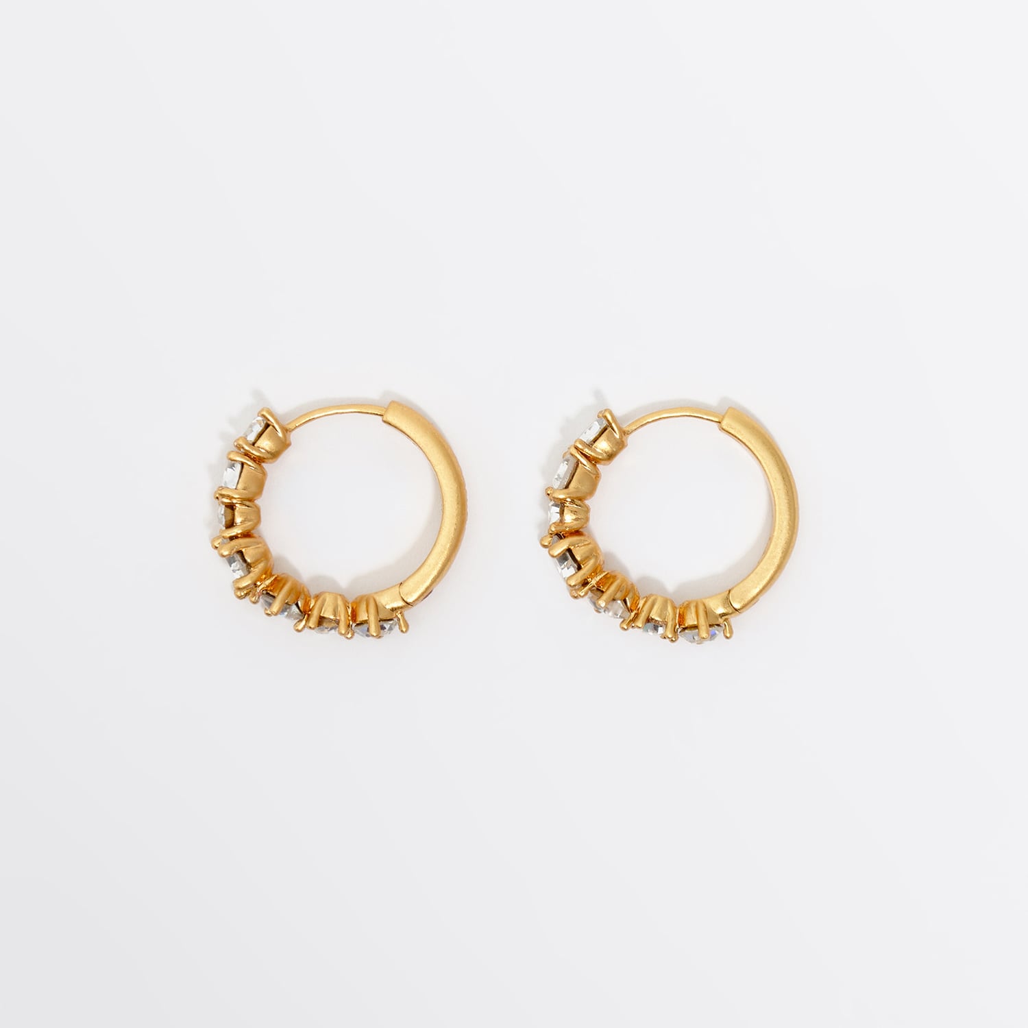 Bimba Y Lola Gold Crystals Heart Hoop Earrings