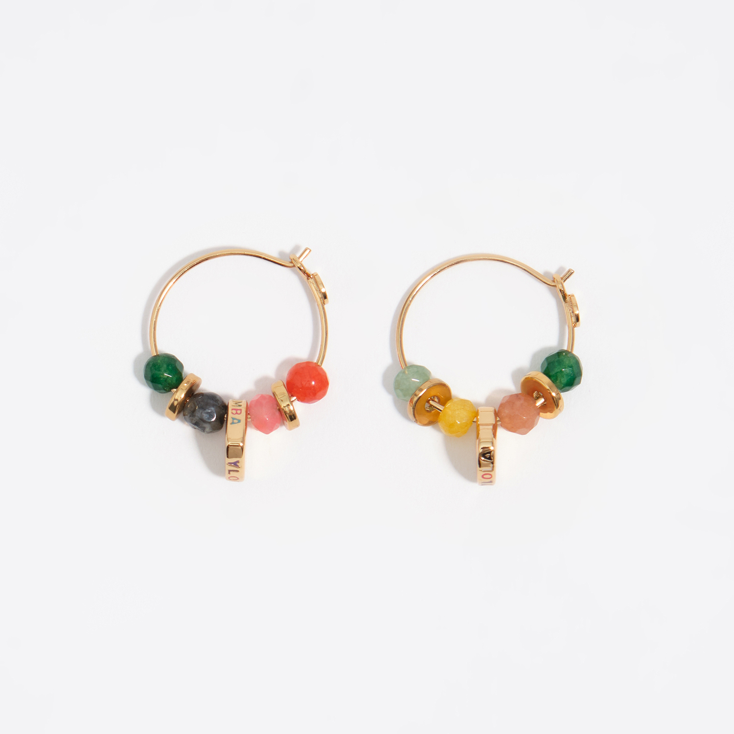 Bimba Y Lola Forest Green Heart Stones Hoop Earrings