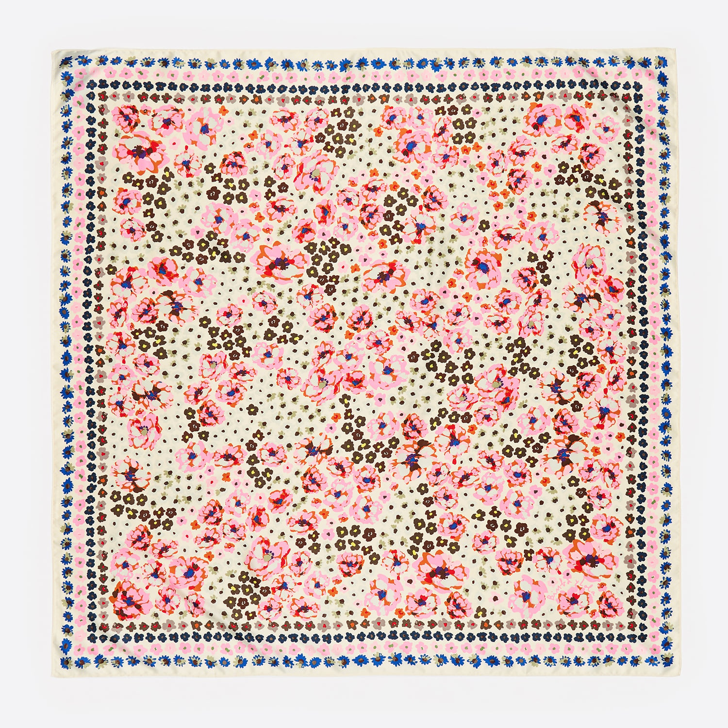 Bimba Y Lola Off White Off-White Watercolor Floral Scarf