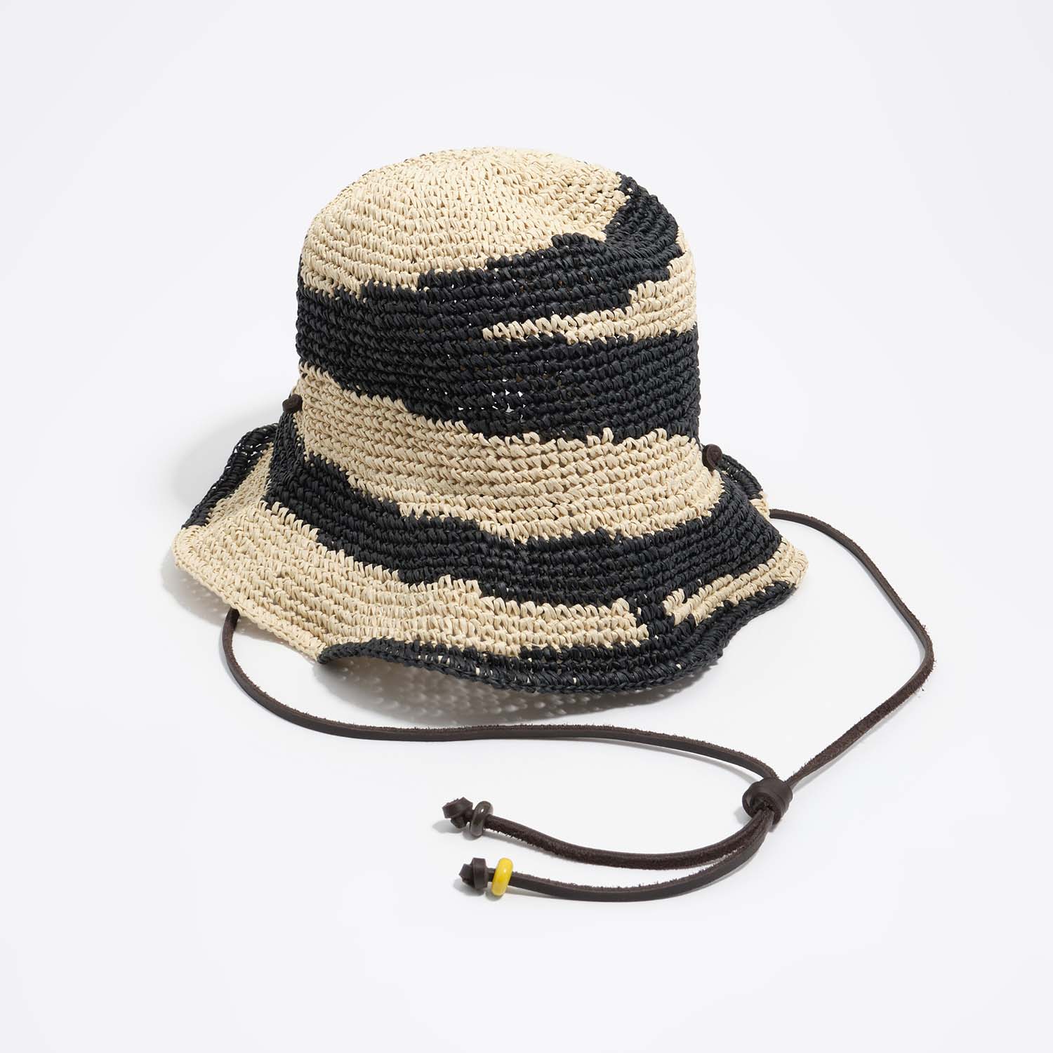 Bimba Y Lola Black Natural And Raffia-Effect Hat