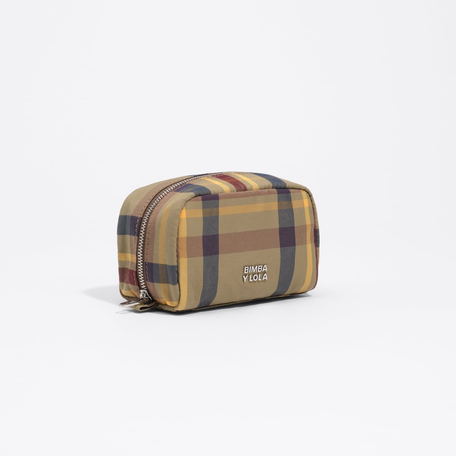 Saszetka mini żakard tartan khaki burgund
