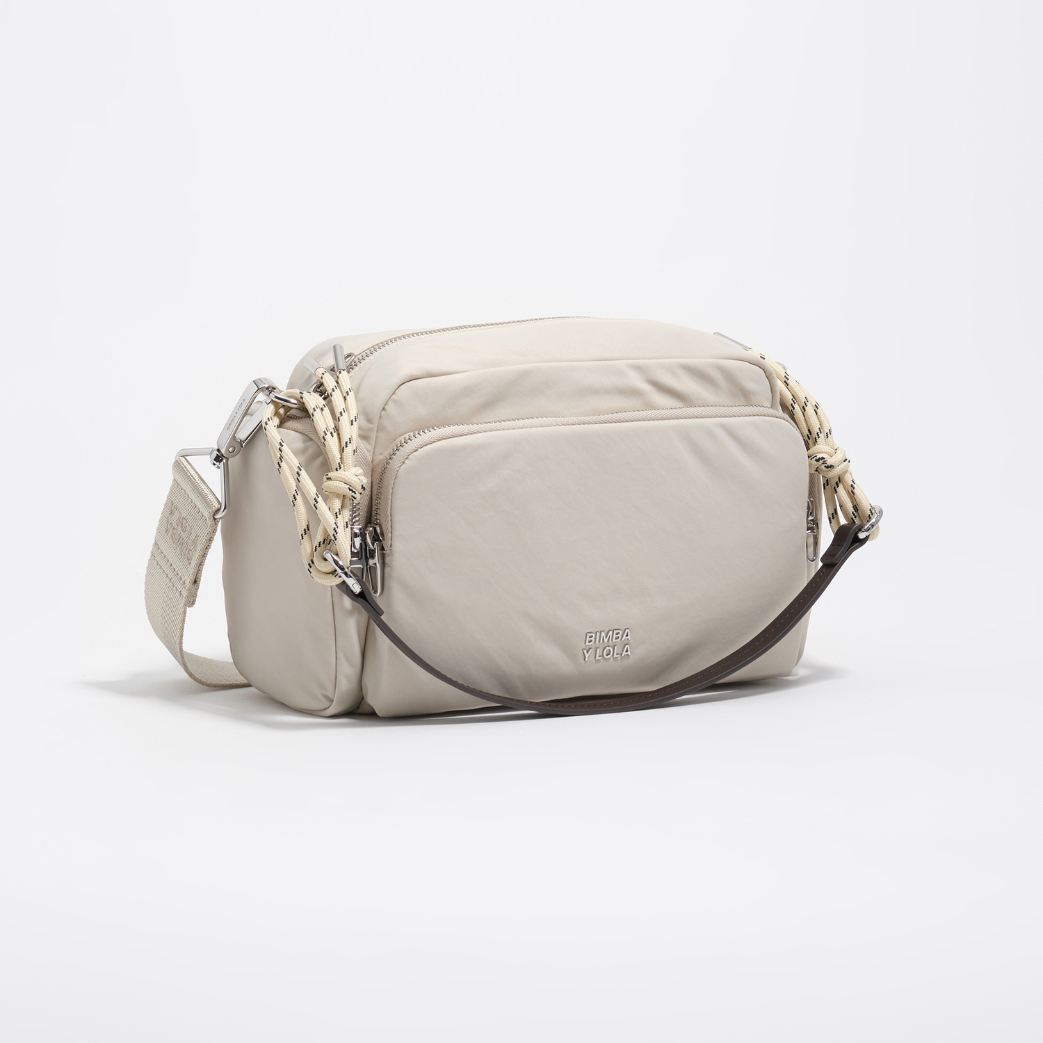 Torebka listonoszka średnia pocket nylon biało-szara