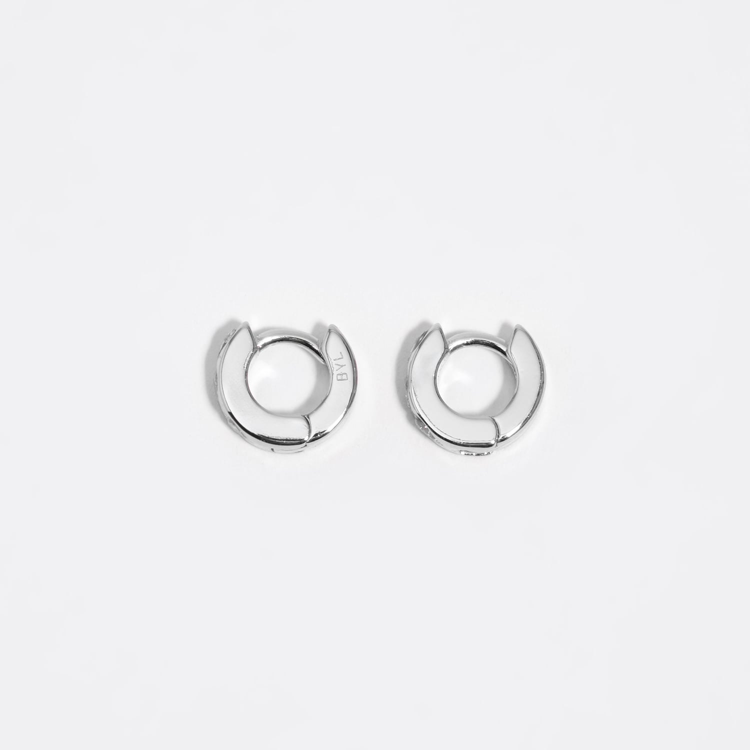 Bimba Y Lola Dark Silver Silver Heart Mini Hoop Earrings With Crystals