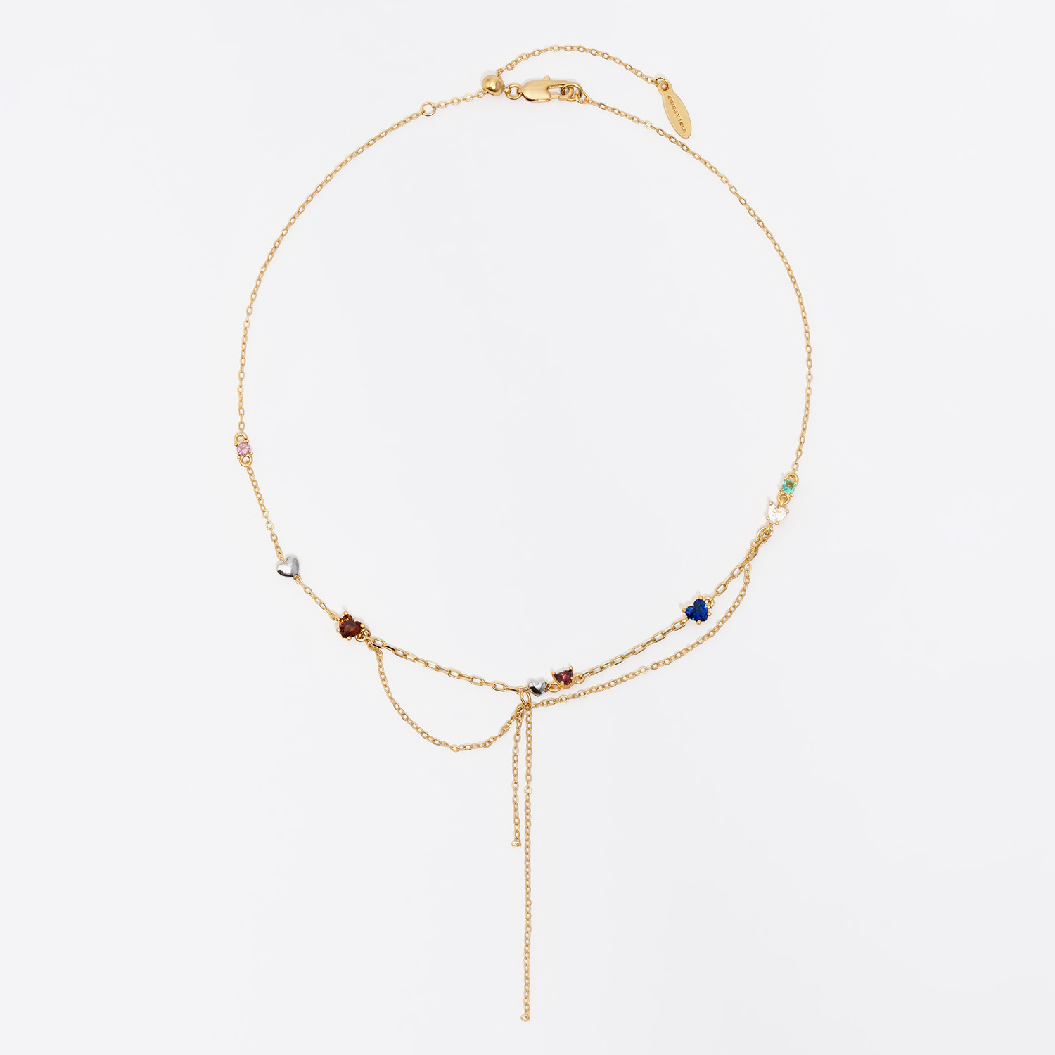 Bimba Y Lola Gold Chains And Crystals Necklace