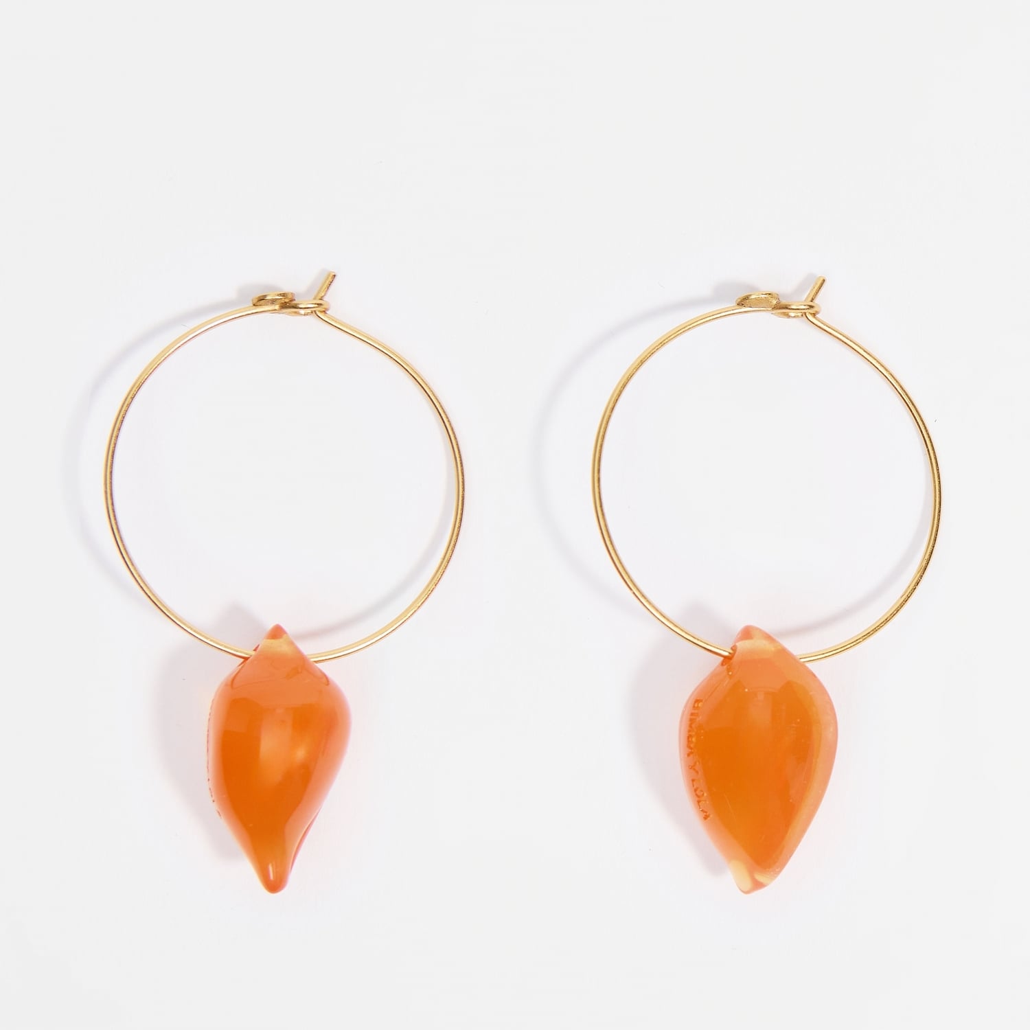 Bimba Y Lola Orange Resin Seashell Hoop Earrings