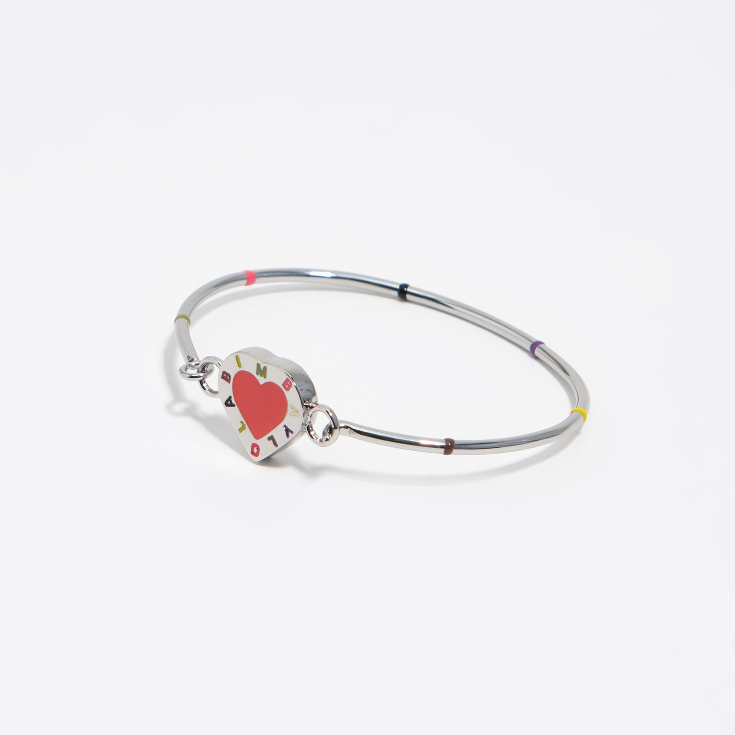 Bimba Y Lola Silver Coral Heart Rigid Bracelet Logo