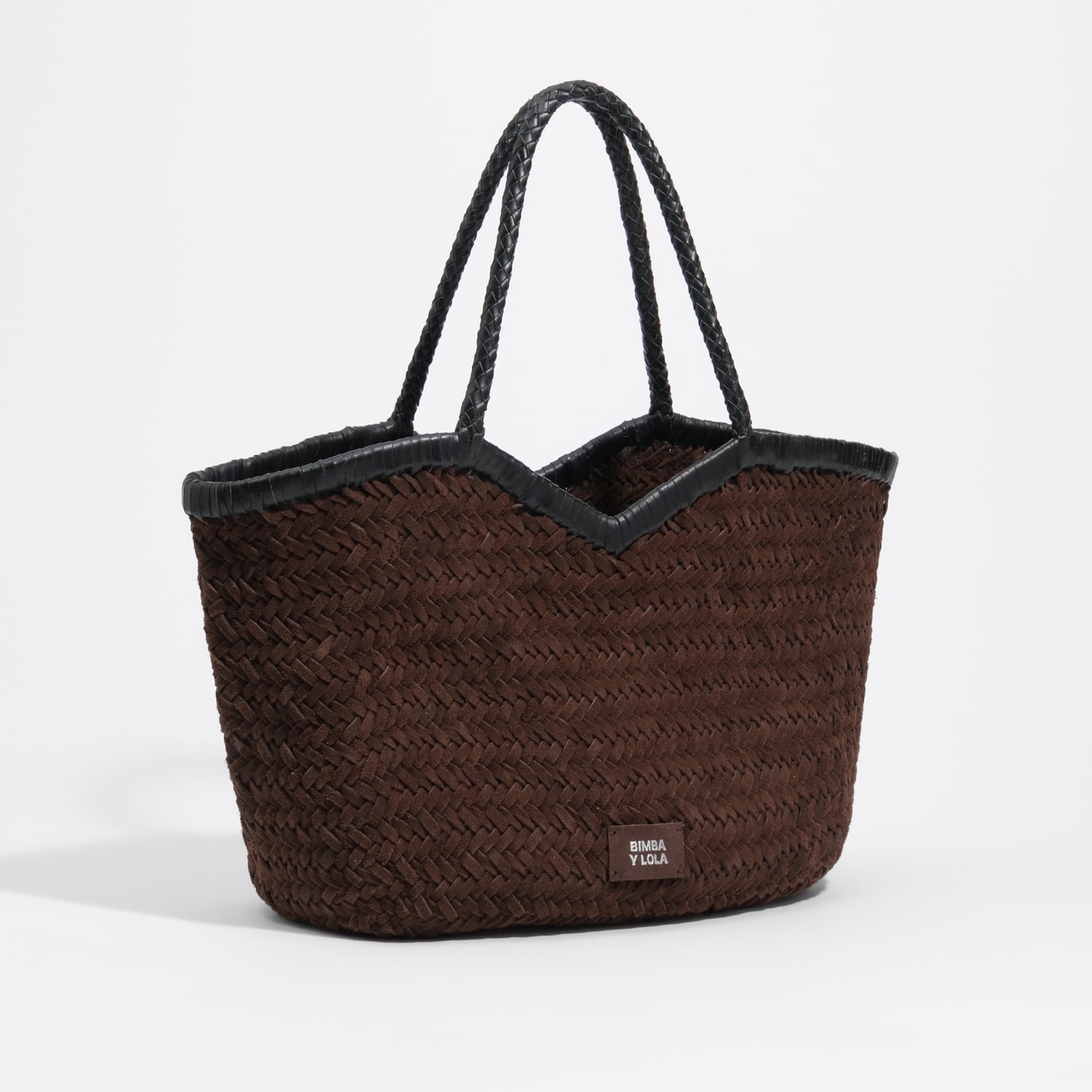 Torba shopper duża skóra pleciona czekolada