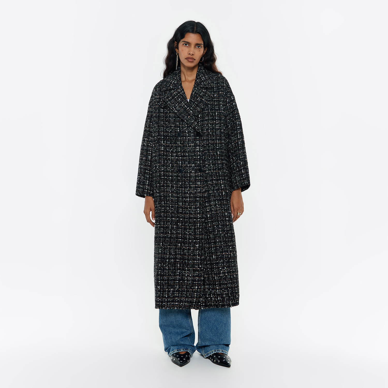 Płaszcz sartorialny tweed czarny 2