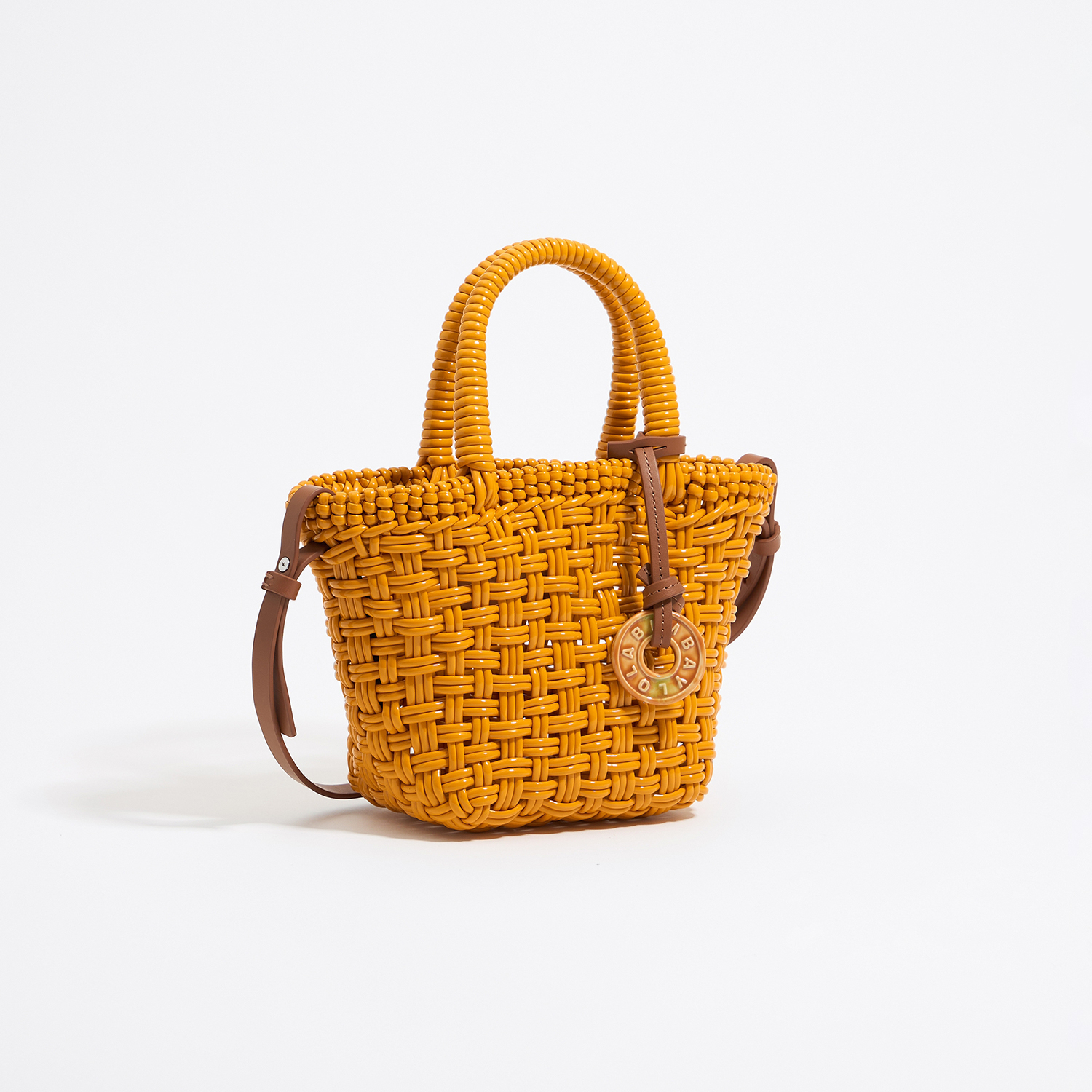 Torebka shopper pleciona żółta 2