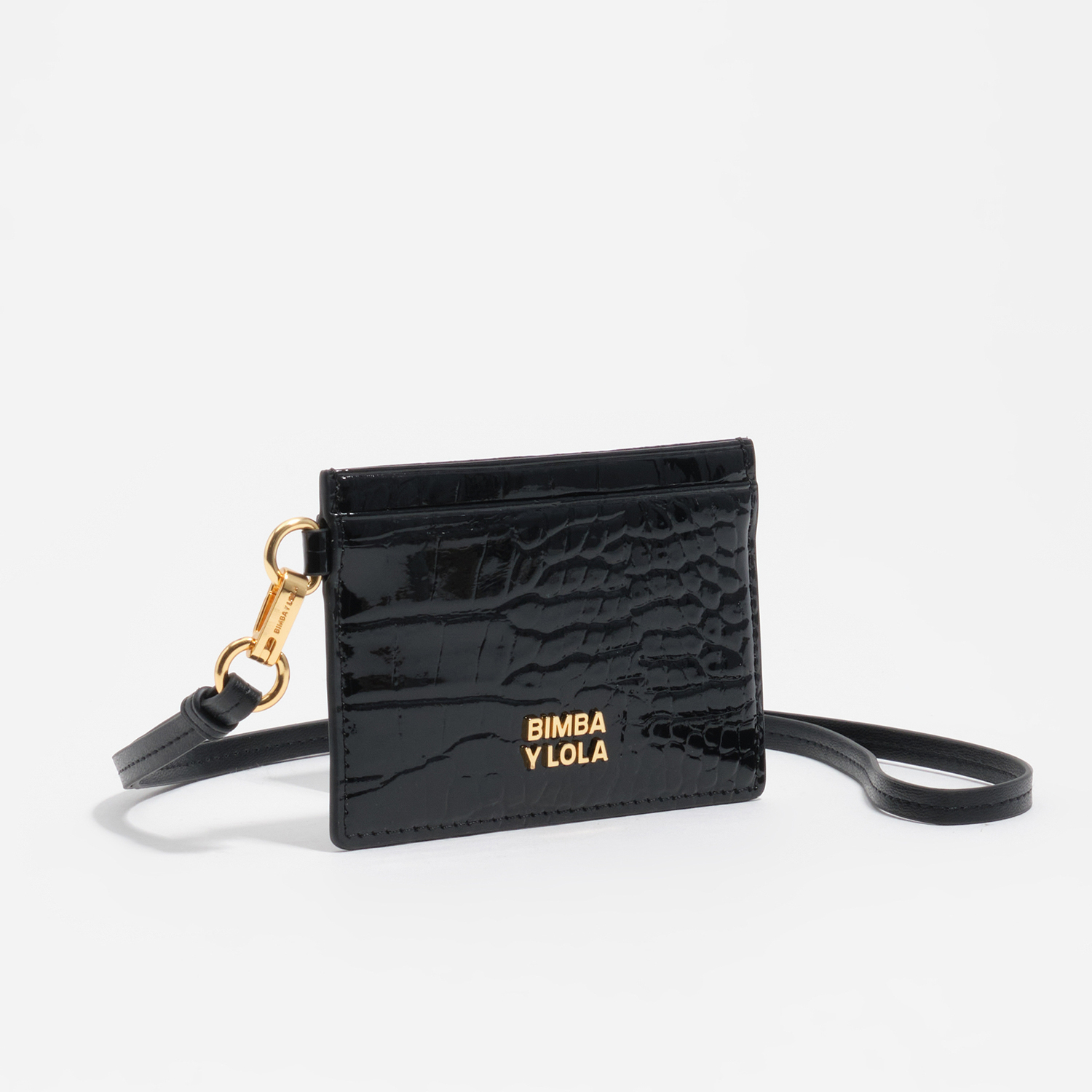 Bimba Y Lola Black Embossed Crocodile Card Holder