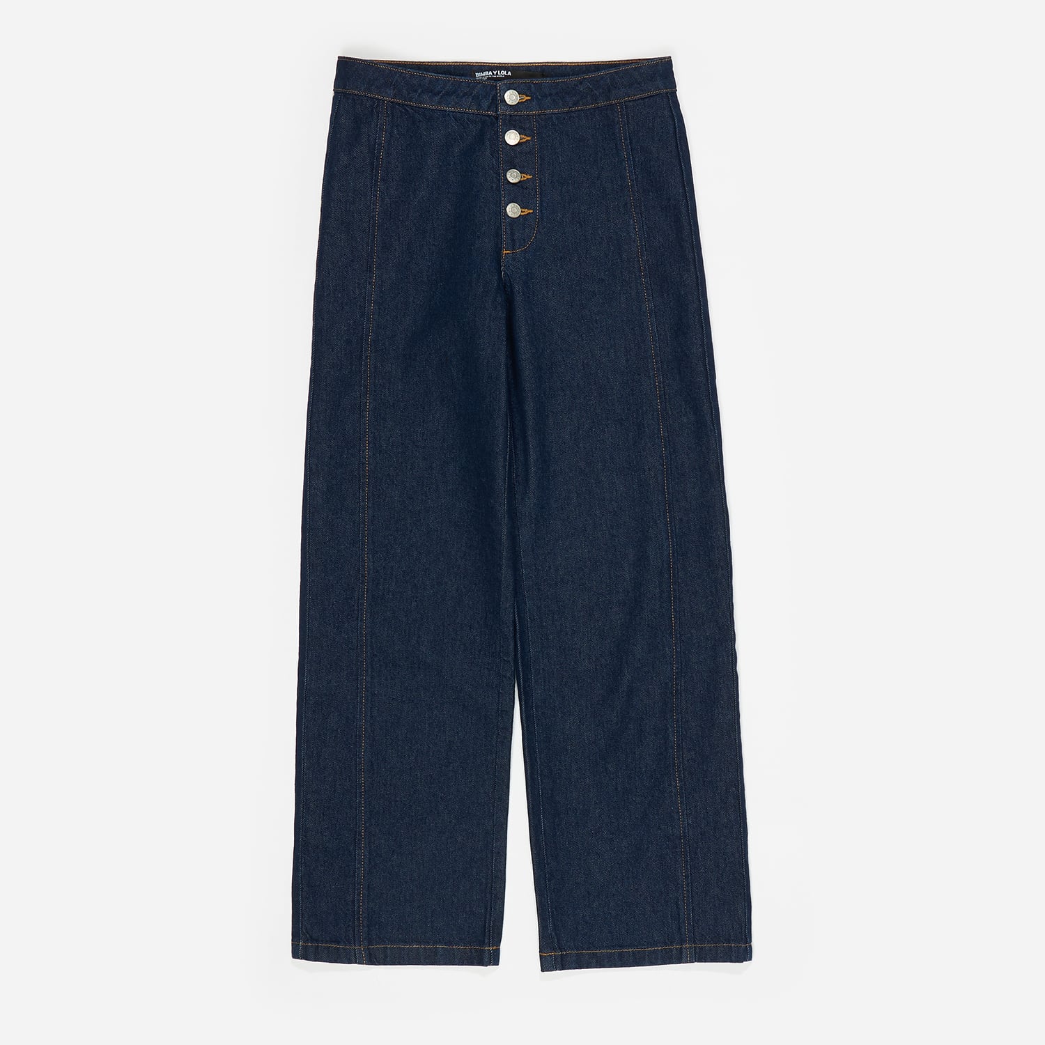 Spodnie proste guziki denim ciemnoniebieskie