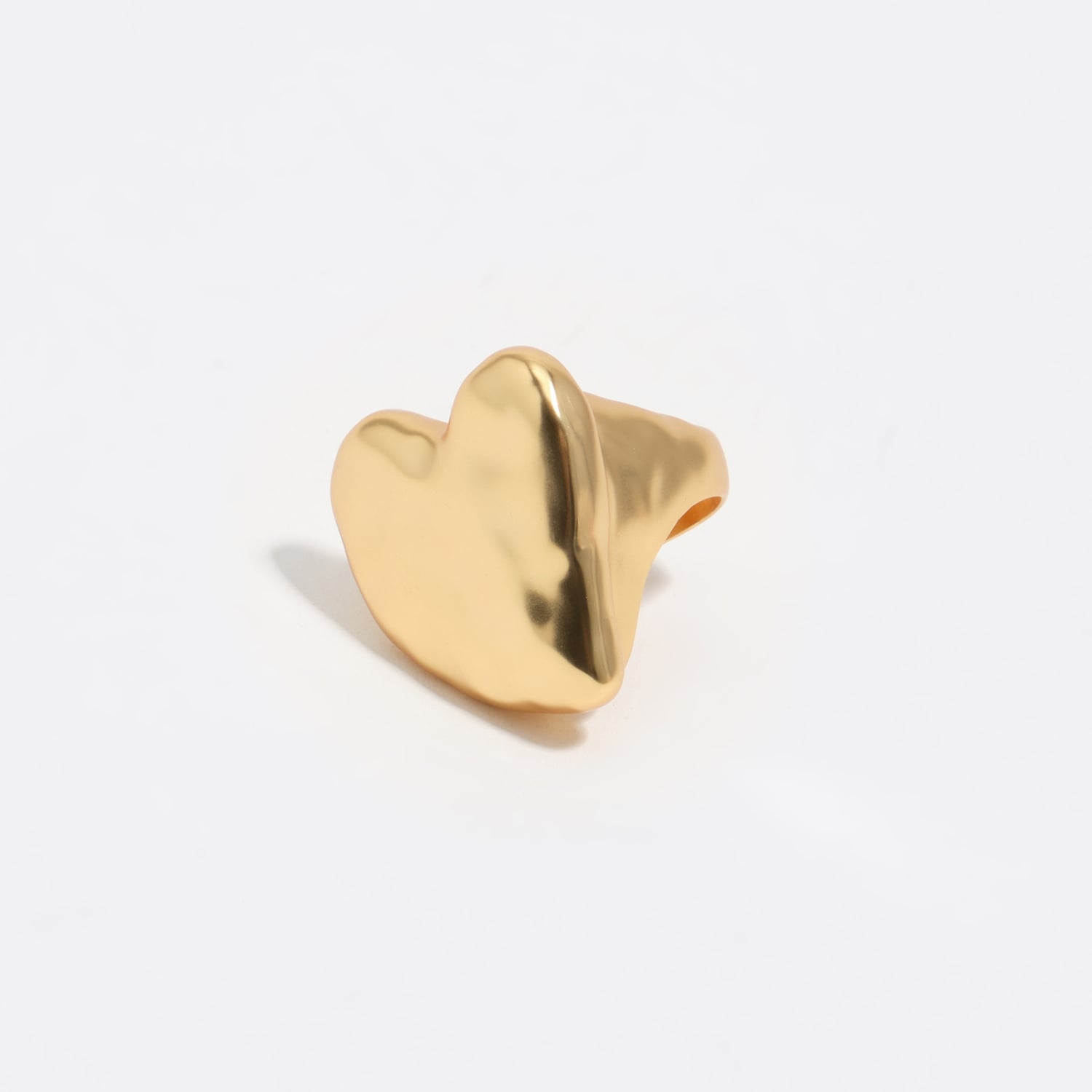 Bimba Y Lola Gold Matte Textured Heart Ring
