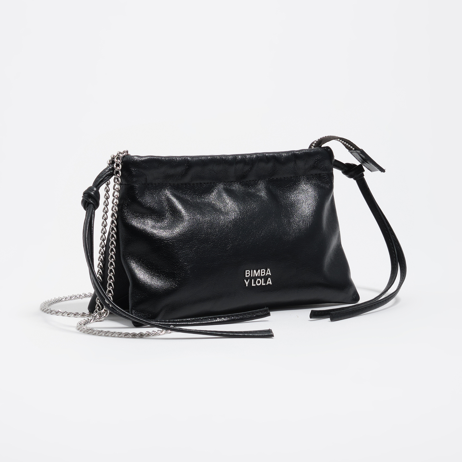 Bimba Y Lola Black Mini Leather Clutch Bag