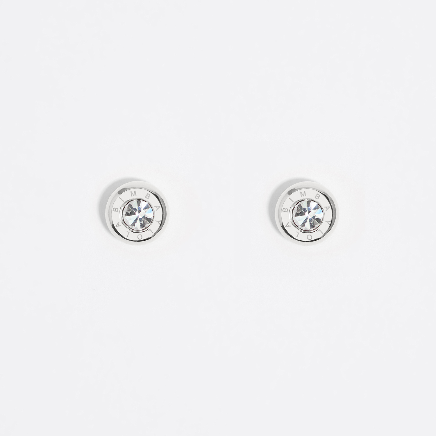Bimba Y Lola Silver Logo And Crystal Earrings