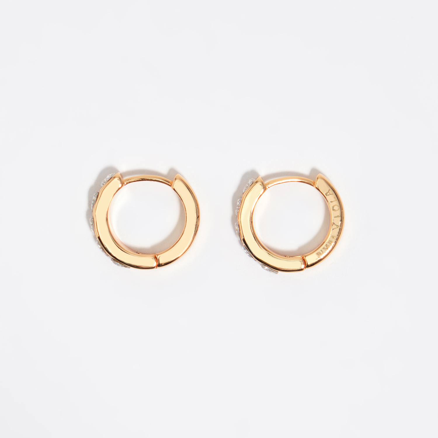 Bimba Y Lola Gold Heart Hoop Earrings With Crystals