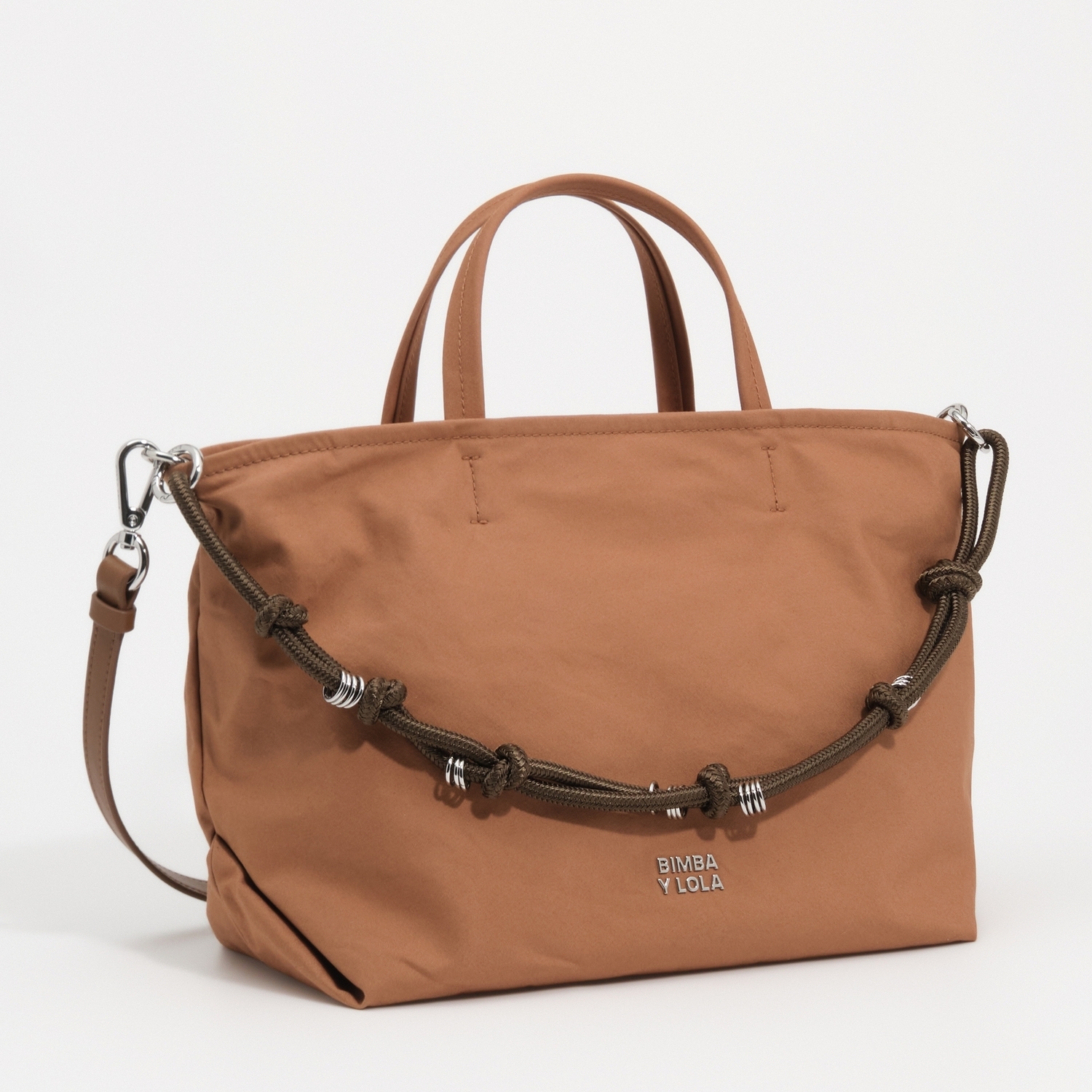 Torba shopper średnia bawełna jasnobrązowa
