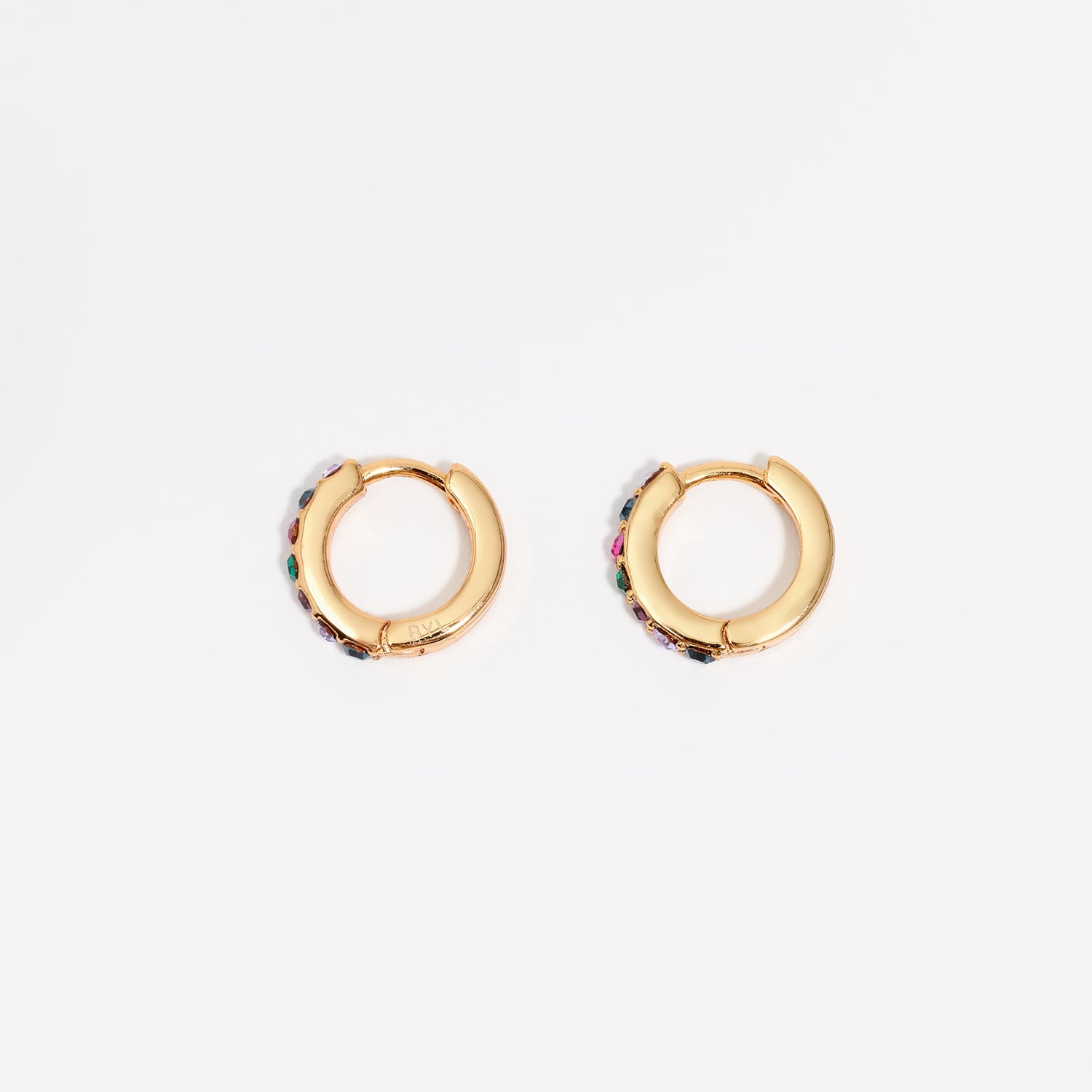 Bimba Y Lola Gold Mini Hoop Crystals Earrings
