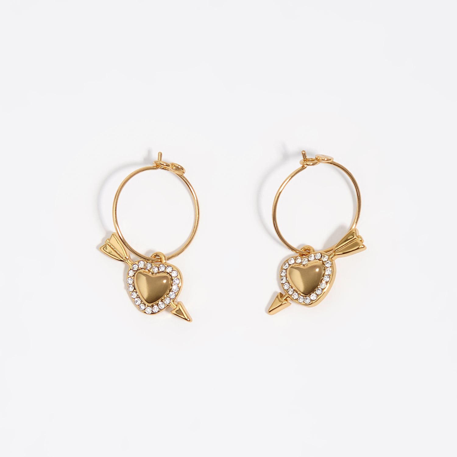 Bimba Y Lola Gold Heart And Arrow Hoop Earrings
