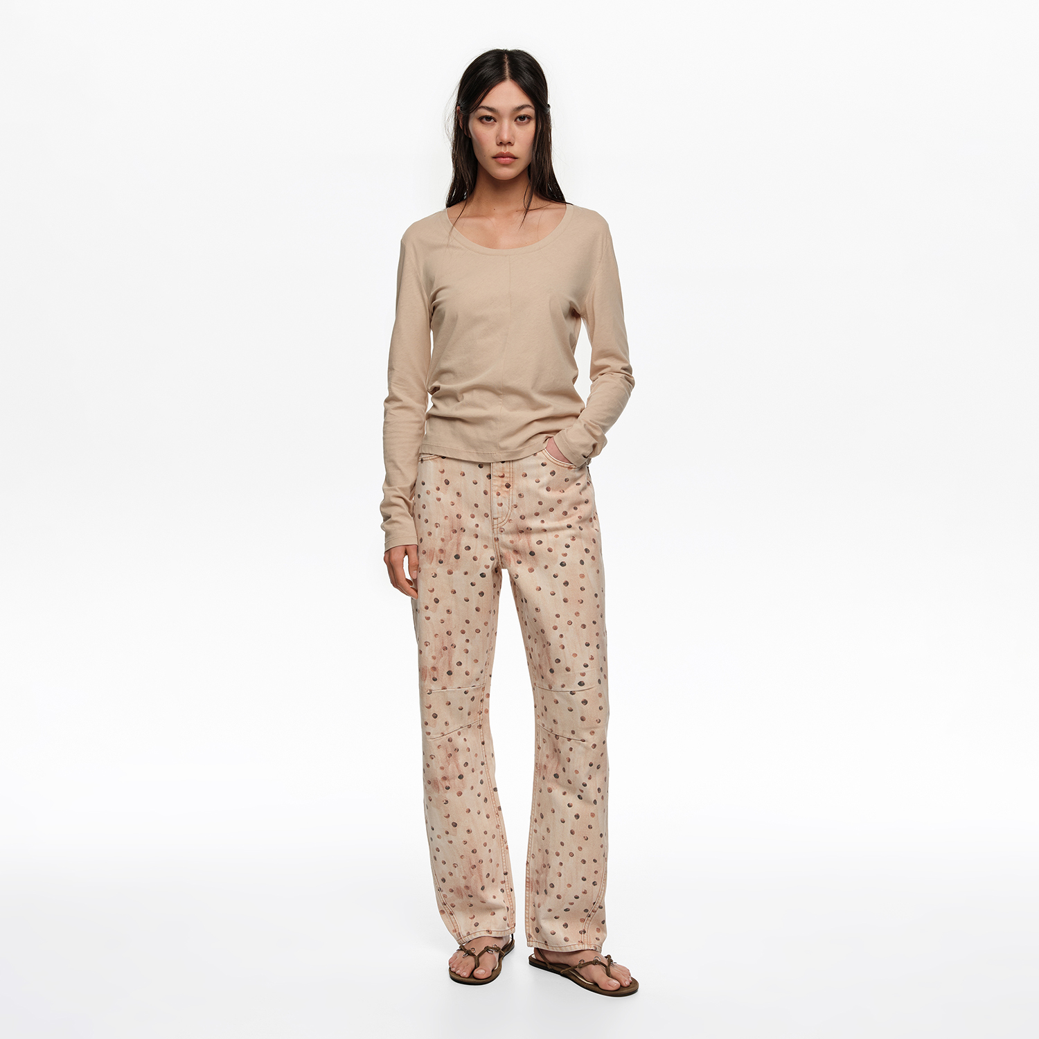 BARREL - Spodnie denim Watercolor Dots