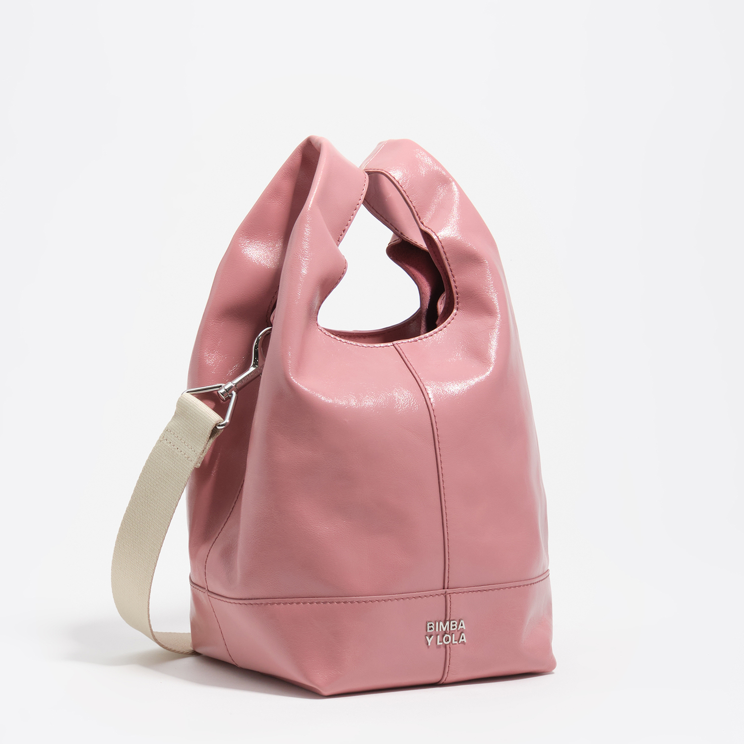 Bimba Y Lola Pink Medium Leather Paper Bag